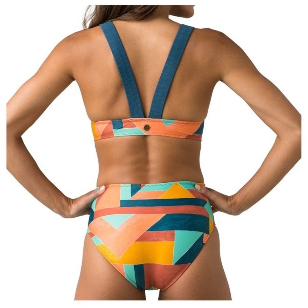 Prana Neolani 1 Piece Cutout Swimsuit Lined Removable Pads Geometric Print Sz M